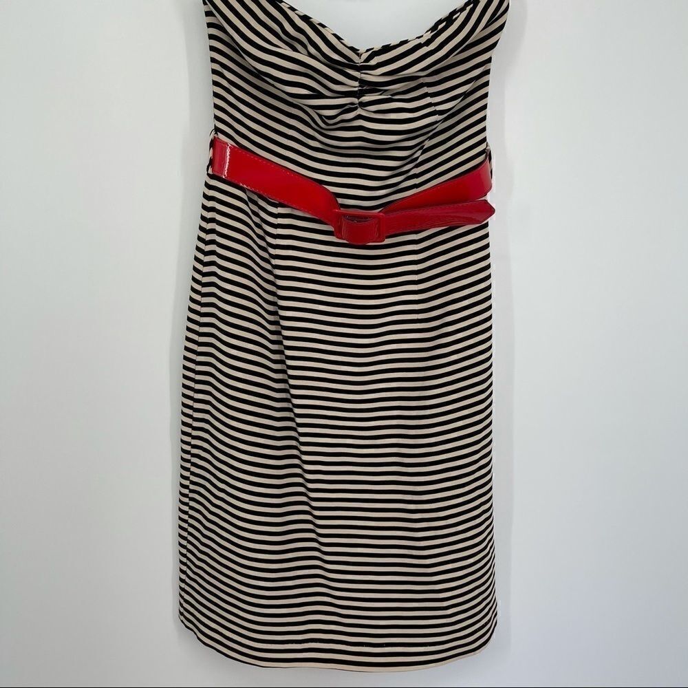 Corey Lynn Calter strapless black striped dress